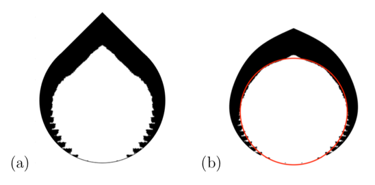 Рисунок 5. Компенсированная форма поперечных каналов, позволяющая исключить переплавленние и закрытие сечений каналов в процессе синтеза