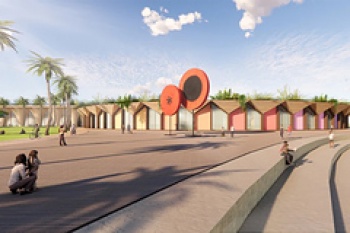 проект деревни с напечатанными на 3D-принтере зданиями из отходов какао-бобов