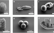Полученные с помощью электронного микроскопа изображения различных частиц, напечатанных голландскими учеными на 3D-принтере мето